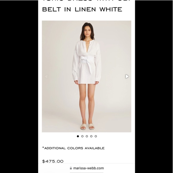 2022 spring Marissa Webb pax linen henley tunic Dress with obi belt in linen - Picture 2 of 14
